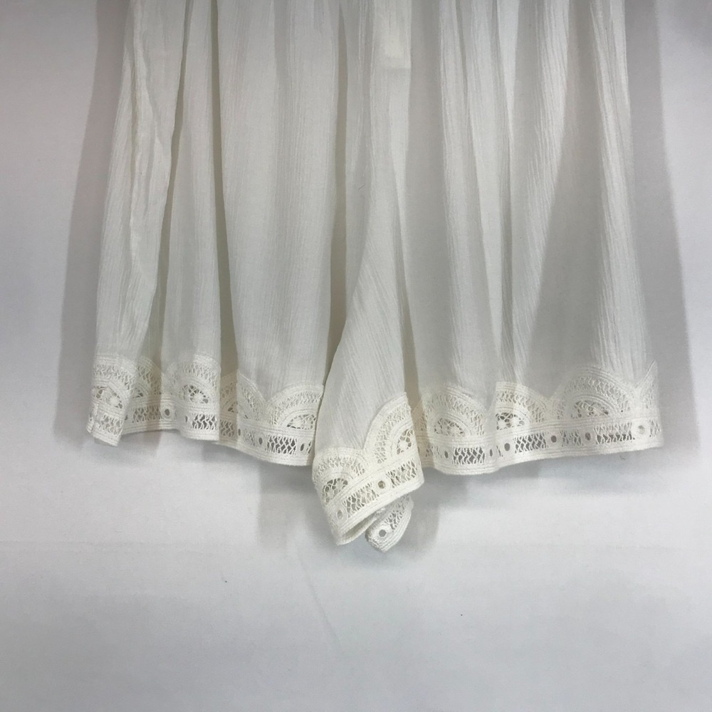 AERIE - WOMEN'S‎ LARGE - WHITE DRAWSTRING WAIST LACE DETAIL SLEEPWEAR SHORTS - Picture 6 of 11
